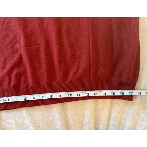 VTG Scott Barber Wool Sweater Mens LG Brick Red Cashmere Merino Argyle Golf Prep - Picture 8 of 10